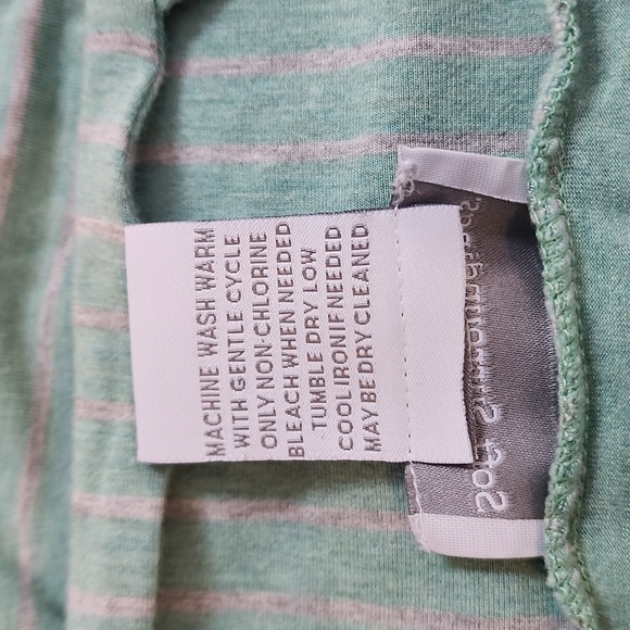 Soft Surroundings Size L Turquoise and gray stripe faux wrap long sleeve top. - Picture 7 of 9